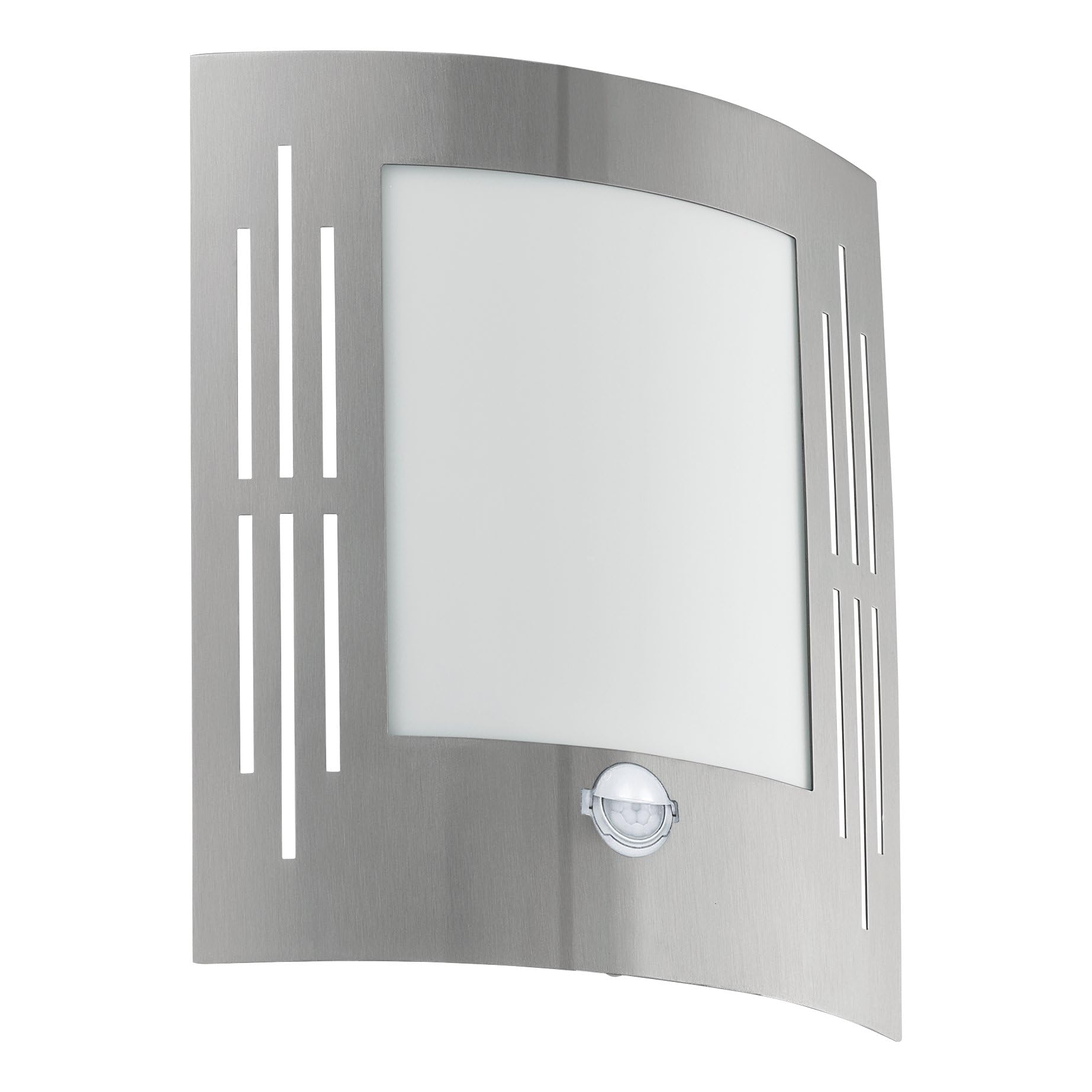 Eglo City 88144 External Wall Light/Stainless Steel and White Plastic/HV 1 x E27 15 W Bulb/Bulb Not Included/Safety Class IP33 / with Sensor / 24 x 27 cm