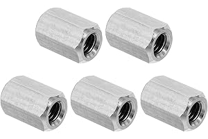 PATIKIL 5/16"-18 UNC 304 Stainless Steel Hex Coupling Nuts, 5Pcs 0.8" Length Fully Threaded Rod Coarse Coupling Nut Studding 