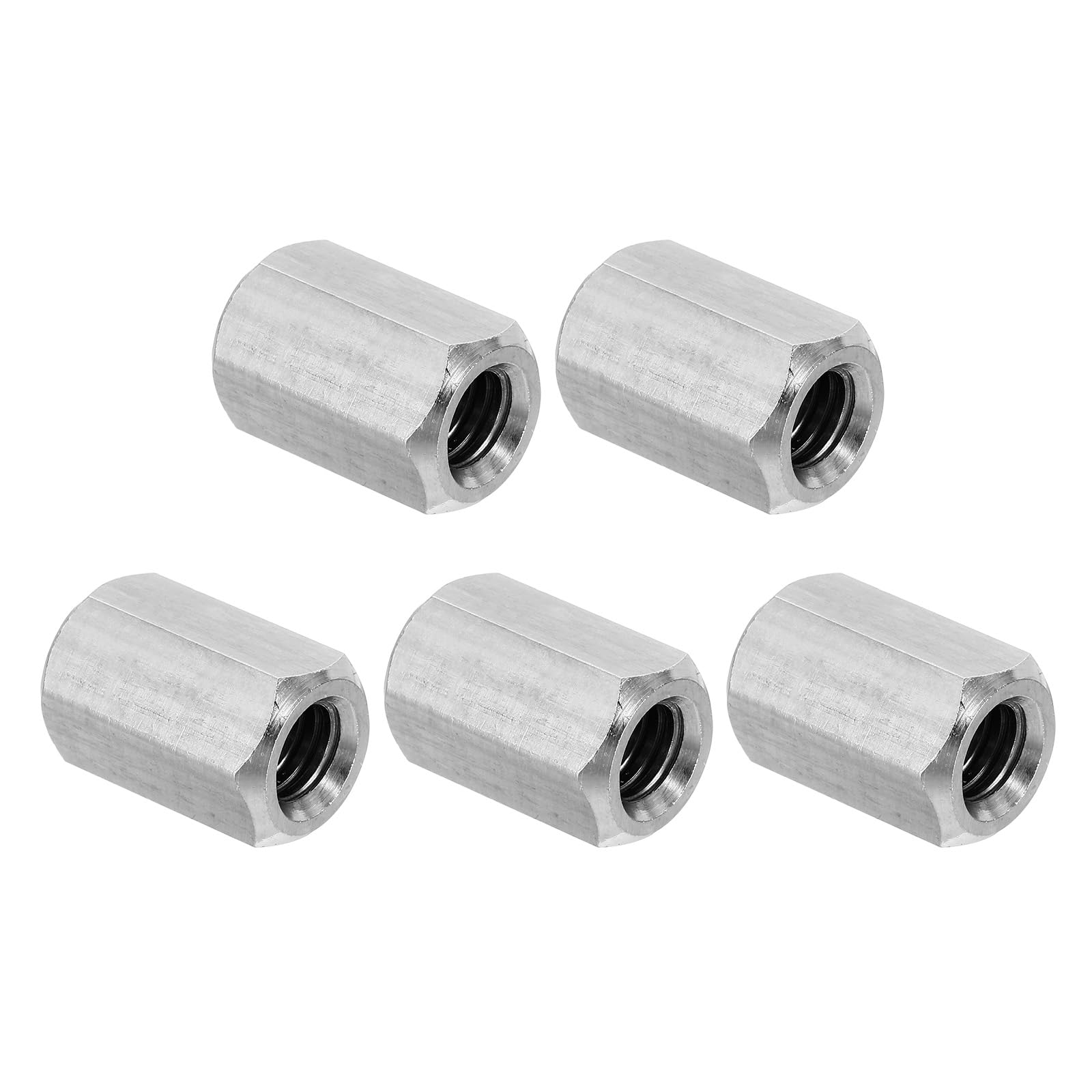 PATIKIL 5/16"-18 UNC 304 Stainless Steel Hex Coupling Nuts, 5Pcs 1" Length Fully Threaded Rod Coarse Coupling Nut Studding Connector Fasteners, Silver Tone