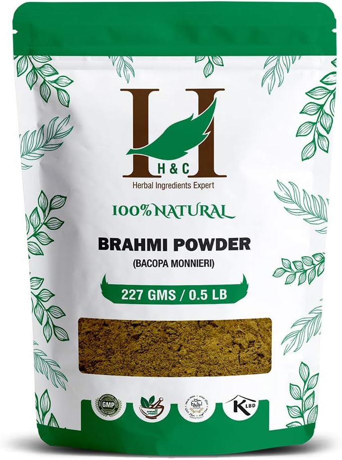 H&C Brahmi Powder (Bacopa Monnieri) - 227g, Greenish, 227 g (Pack of 1)