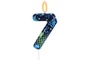 OGNOMIFX STG Birthday Candles for Boys - Number 7 Candle for Video Game Birthday Cake Topper, Fort Battle Level Up Game Themed Birthday Party Supplies (Number 7)