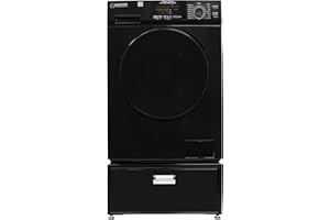 EQUATOR ADVANCED APPLIANCES Equator Combo Washer Dryer VENTED-DRY 30% Faster than Condense 110V 15lb 1400RPM + Pedestal ADA (Black)