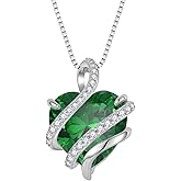 STARCHENIE Heart Birthstone Necklace 925 Sterling Silver Infinity Love Pendant Necklace Jewelry for Women