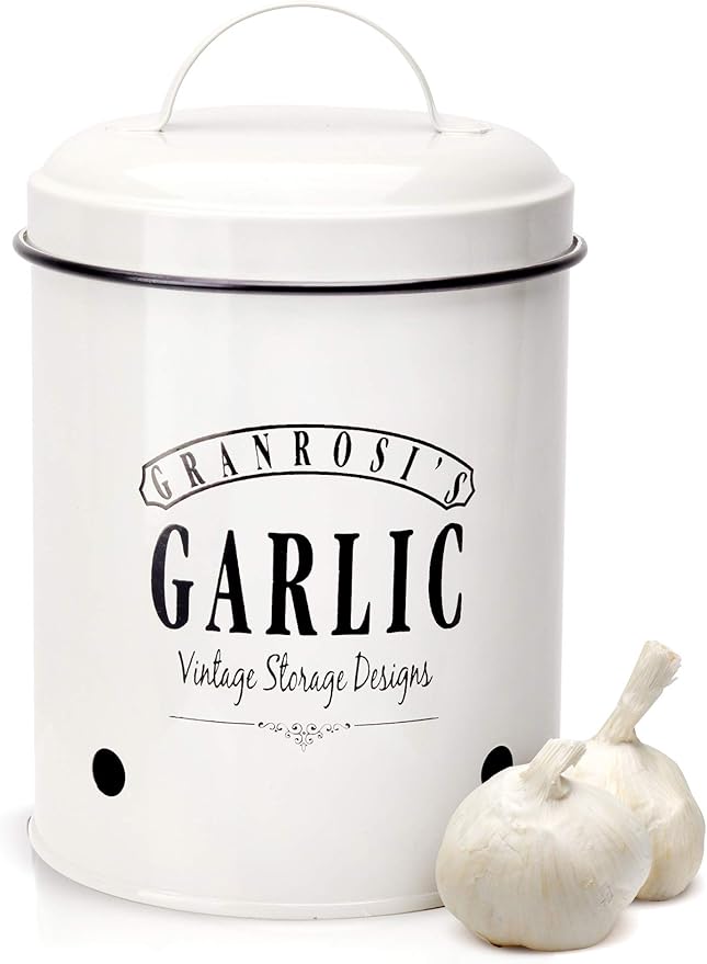 Granrosi Knoblauchtopf im Retro Design Geräumiger Behälter hält Knoblauch länger frisch und Granrosi Knoblauchtopf im Retro Design Geräumiger Behälter hält Knoblauch länger frisch und