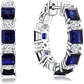 RANDES Women's Small Huggie Hoop Earrings - 925 Sterling Silver Chunky Hoops with Ruby, Sapphire, Emerald, Amethyst Gemstones