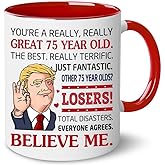 BECHUSKY 75th Birthday Gifts - Birthday 75 Year Old For Grandma, Grandpa - 75th Birthday Decorations - 1951 75th Birthdays Gifts for Mom, Dad - Mug for 75 Years Old - Turning 75th Gifts