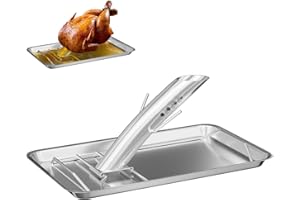 GLOWYE Infusion Roaster Turkey Cannon with Large Roasting Pan, Beer Can Turkey Holder for Smoker, Turkey Fryer Stand Accessory for Grilling and Cooking Poultry, Stainless Steel