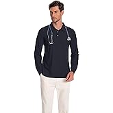 Milarlv Scrub Shirt for Men Lab Medical Polo Nurse Doctor Stand Up Collared Long Sleeve Medicine Work Top