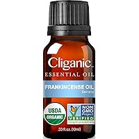 Cliganic USDA Organic Frankincense Essential Oil - Boswellia Serrata, 100% Pure Natural Undiluted, for Aromatherapy | Non-GMO