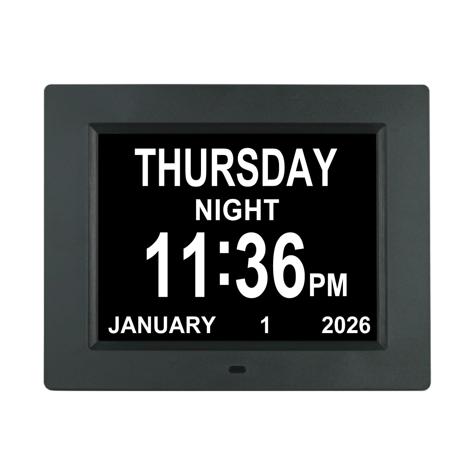 Aowasi Digital Day Calendar Clock Non-Abbreviations Day Date Time 8 Alarm Options Dementia Alzheimer Impaired Vision Memory Loss Clocks for Senior Elderly