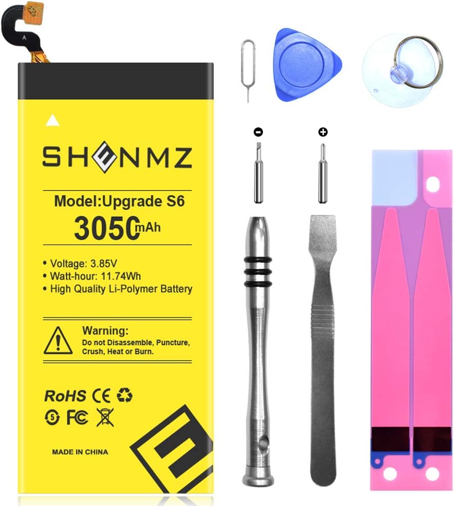 Galaxy S6 Battery Replacement Kit, 3050mAh SHENMZ Internal Li-Polymer Replacement EB-BG920ABE Battery for Samsung Galaxy S6 G920V G920A G920T G920P-[3 Years Warranty]