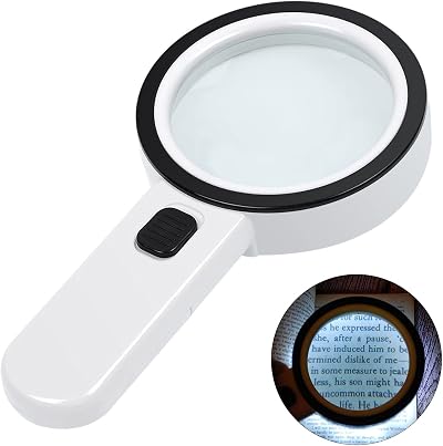 AIXPI Magnifying Glass with Light 12 LED Double-Layer Glass Lens 3x