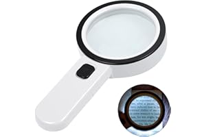 AIXPI Magnifying Glass with Light, Handheld Large Magnifying Glass 12 LED Illuminated Lighted Magnifier for Macular Degeneration Seniors Reading Inspection Coins Jewelry