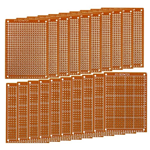 Copper Perfboard 20 PCS Paper Composite PCB Boards (5 cm x 7 cm) Universal Breadboard Single Sided Printed Circuit Board for Prototyping and Electronic Making