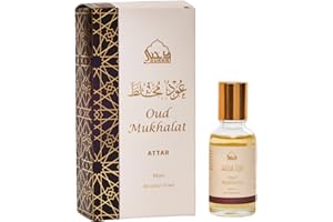 Oud Mukhalat Attar Oil by Dukhni | 30ml | Alcohol-Free Arabic Perfume Oil Roll-On | Saffron Oud | Eid, Ramadan, Umrah, Hajj G