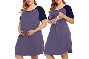 MONNURO Women's Plus Size Labor and Delivery Gown Nursing Nightgown Maternity Sleepwear Dress for Breastfeeding