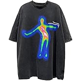 Mens Graphic Tees Y2k Shirts Oversized Vintage Streetwear Shirts Distorted Portrait Print Unisex 90S Tees