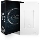 MoesGo 2nd Gen WiFi Smart Light Switch, Star Ring Backlight, White 1 Gang | Wireless multi-control, 2.4GHz WiFi, neutral wire required, MOES Smart Life app, random schedule, Alexa and Google Home
