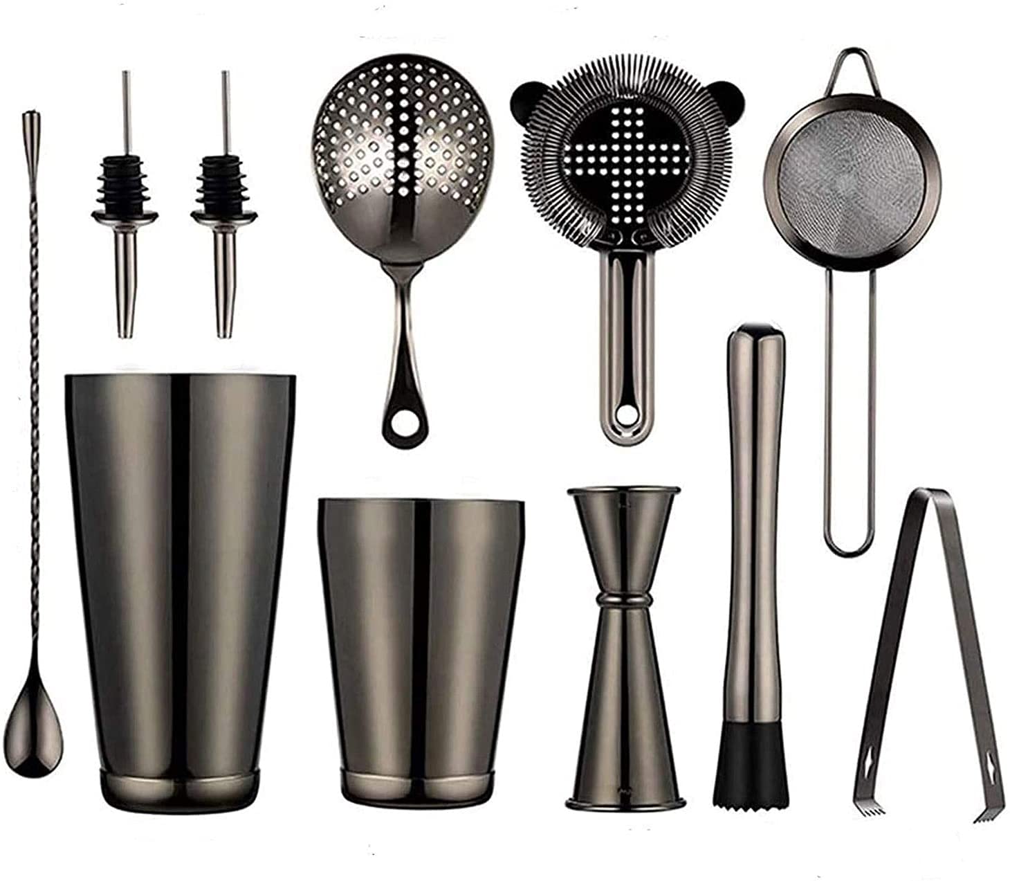 XUERUIGANG Cocktail Making Set 750 ml, Boston Cocktail Shaker Bar Set of 11, Stainless Steel Bar Tools, Martini Drinking Kit, Alcohol Mixers, Ergonomics Strainer (18/28 OZ)