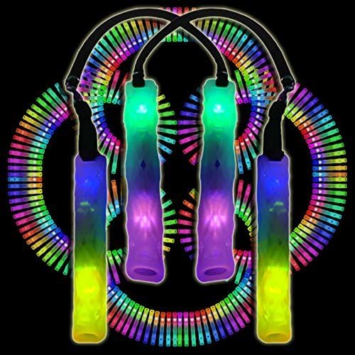 Double Helix Poi Set - LED Poi for Raves and Concerts - LED Glowstick (Rainbow) by UltraPoi