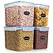 Cereal & Dry Food Storage Container, Estmoon Plastic Storage Containers, Airtight, Leak proof With Locking Lids - Suitable For Cereal, Flour, Sugar, Rice, Snacks - Set of 4 (122.99 oz / 3.6L)