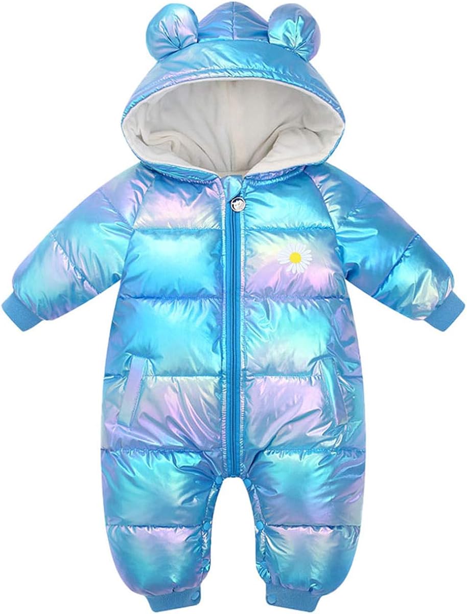 Fairyrain Baby Girls Boys Winter One Piece Zipper Hooded Ears Snowsuit Romper Outwear Jumpsuit Down Jacket Clothing Snow Rainwear Cate Org
