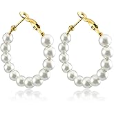 Pearl Hoop Earrings for Women Fashion Dangle Hypoallergenic Earrings Drop Dangle Earrings Gifts for Women