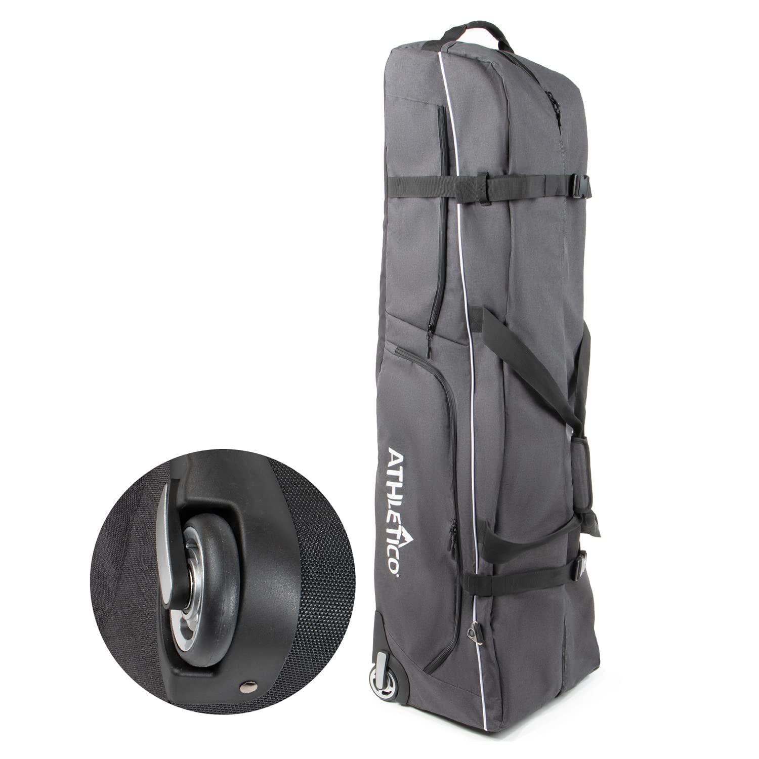 Athletico Ace Wheeled Golf Travel Bag - Heavy Duty Padded Golf Travel Case - Soft-Sided Club Cover - Waterproof - Universal Size