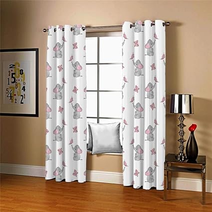 Jrcurtain Rideau Occultant 3d Dessin Anime Bebe Elephant Rideau De Fenetre Phonique En Polyester Pour Chambre D Enfant Cuisine Salon Decoration Lot De 2 170x0cm Amazon Fr Cuisine Maison