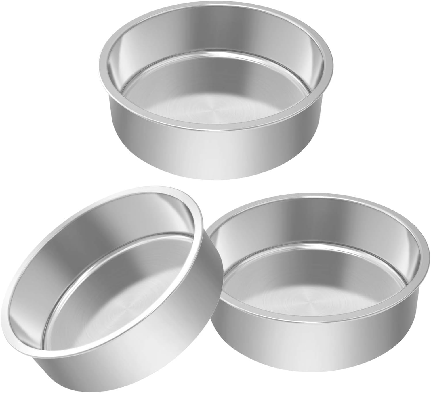6 Inch Cake Pan Set of 3, Deedro Stainless
