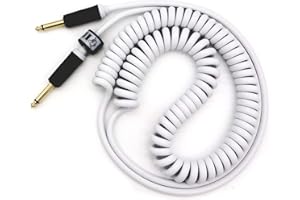 Aestivate Coiled Guitar Cable Electric Instrument Cable 10 ft Curly Instrument Cable Coil Guitar Cable Stretchable Straight to Straight Dual Straight Plugs (White)