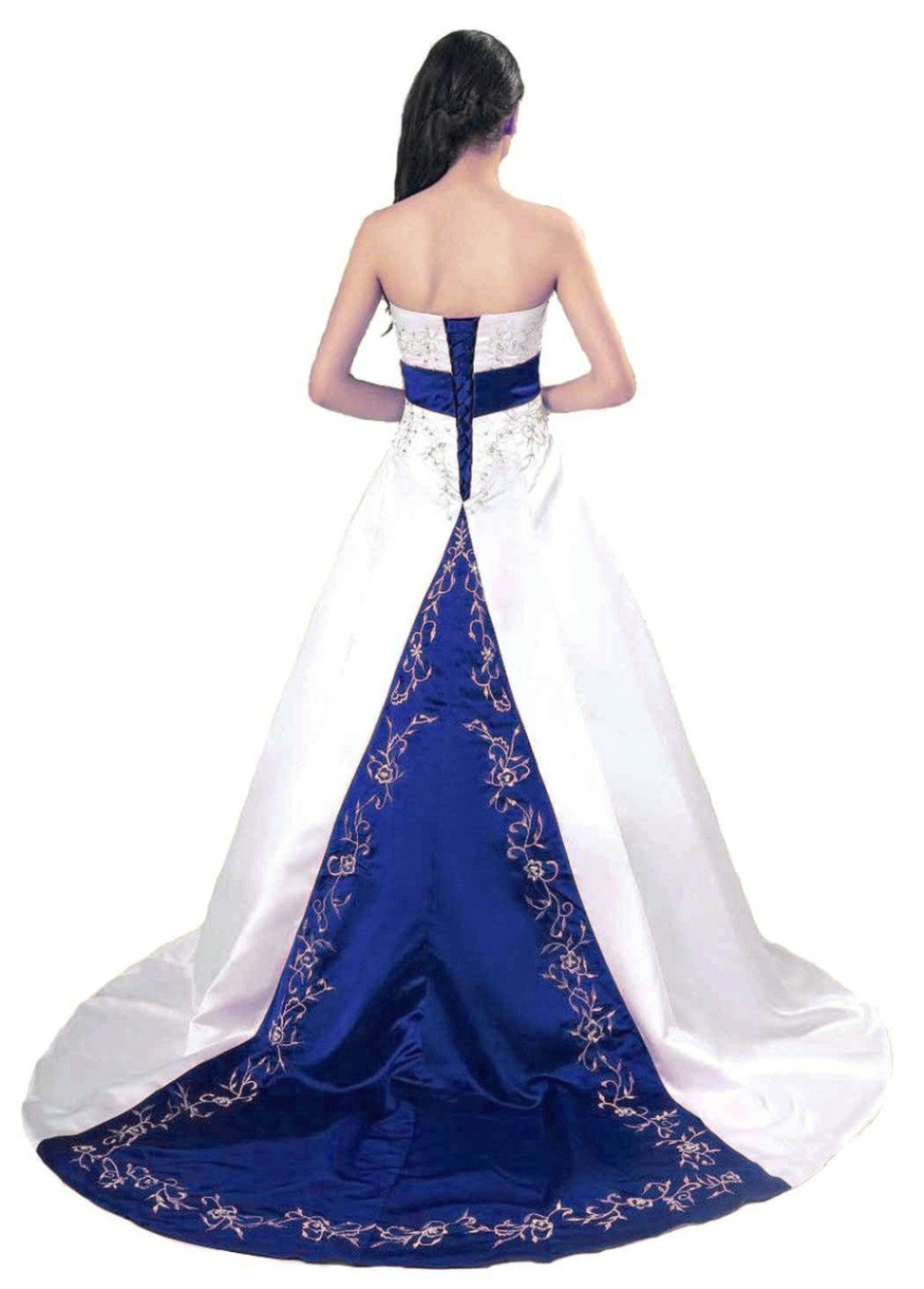 Vantexi Embroidery Satin Strapless Wedding Dress Bridal Gown