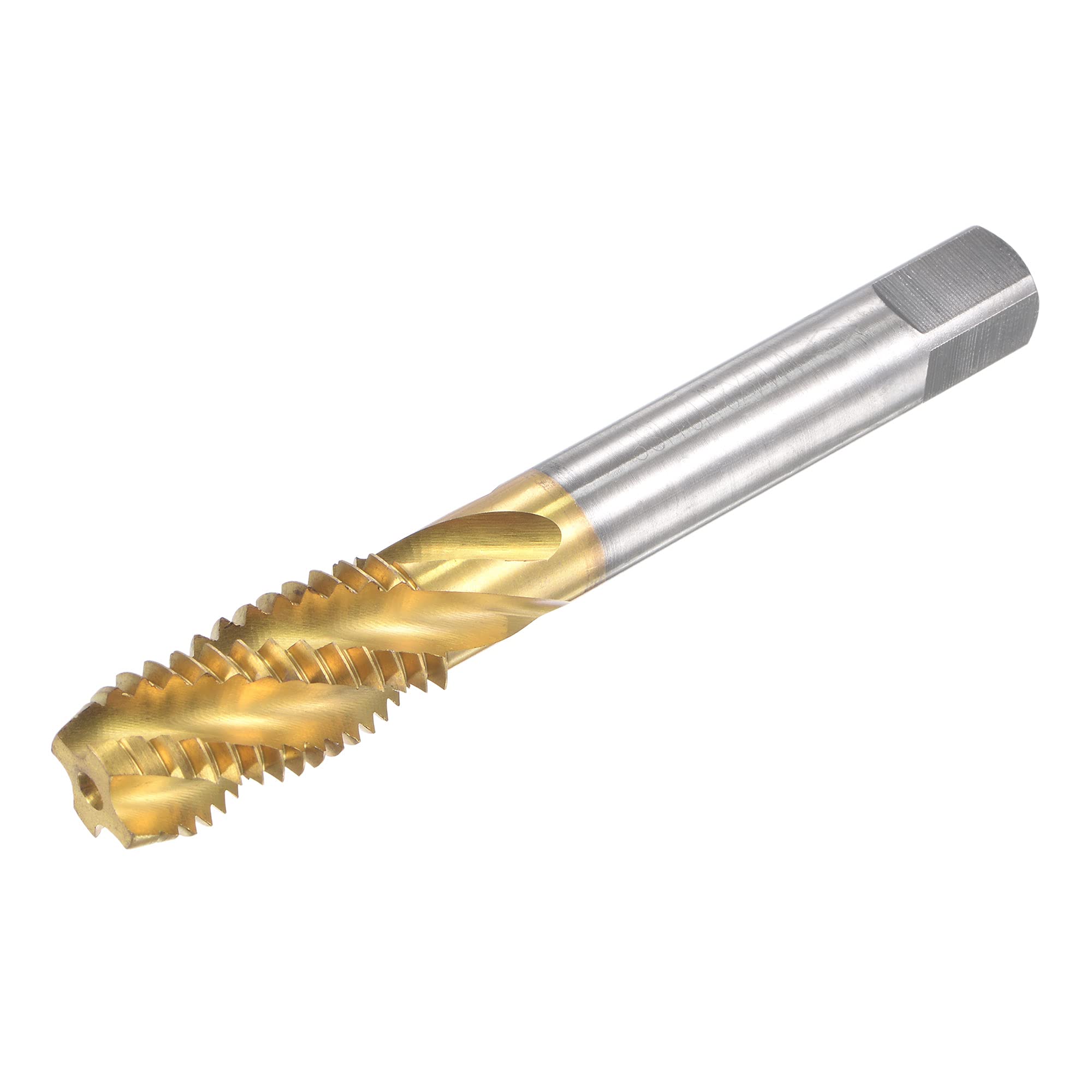sourcing map Spiral Flute Threading Tap M14 x 2, Metric HSS (High Speed Steel) Titanium Plated Machine Thread Screw Tap 4 Flutes Tapping Tool H2 Tolerance