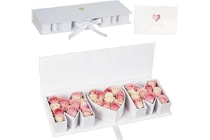 MOM Empty Flower Gift Box with Greeting Card | 21.6" Thicker Letter Shaped Fillable Box for Flowers, Chocolate, Strawberry | 