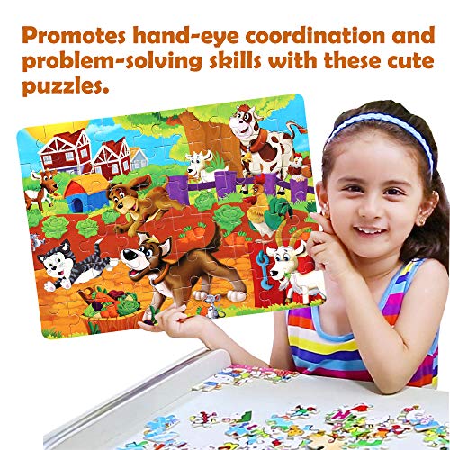 Kids Puzzles Toys for Age 3-8 | 60 Pieces Wooden Jigsaw Puzzle Set of 4 Themes Colorful Preschool Educational Puzzles Animals Learning Toys for Toddlers