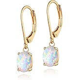 GEMSME White Gold Plated Teardrop Opal Dangle Earrings For Women