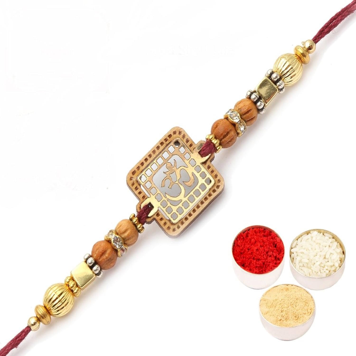 ghasitaram gifts rakhi for brother - reflection of om divine rakhis (multi-colour)