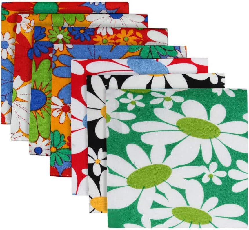 7PCS Craft Fabric Bundle Patchwork Squares Quilting Sewing Patchwork DIY Handmade Accessories, 25 x 25CM