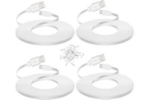 Smays 4-Pack 25 ft Extension Cable for WYZE Cam v4, WYZE Cam v3 and v3 Pro Camera, Long Flat Micro USB Cord, White