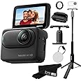 Insta360 GO 3S 128GB – Waterproof Tiny Mighty Action Camera with 4K 3840x2160 Video & 4000x3000 Photo, FlowState Stabilization, AI Editing, Action Pod| (128GB Black+Ttripod Selfie Stick)