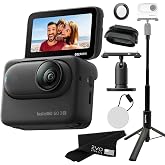 Insta360 GO 3S 128GB &ndash; Waterproof Tiny Mighty Action Camera with 4K 3840x2160 Video &amp; 4000x3000 Photo, FlowState Stabilization, AI Editing, Action Pod| (128GB Black+Ttripod Selfie Stick)