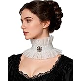 L'VOW Gothic Ruffle Collar Victorian Neck Costume with Gem Renaissance Vampire Choker for Women
