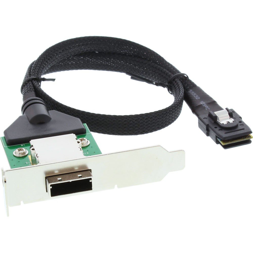 InLine® 27650 A Low Profile SAS PCI bracket with Internal Cable External SFF-8088 to SFF-8087, 0.5 m