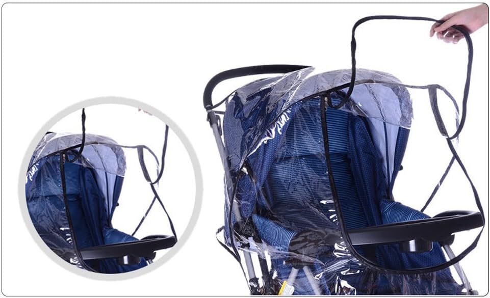 Universal Stroller Rain Cover for Pushchair Buggy Pram Baby Travel Weather Shield Rainproof Dustproof Windproof Rain Cover with Canopy and Zipper Door - Image 5