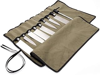 QEES Kochmesser-Rolle mit 10 Fächern, wasserdichter Messertasche aus Segeltuch, Multifunktions-Werkzeugtasche, Hellgrün，HYGJB501