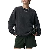 Yimoon Women's Oversized Acid Wash Sweatshirt Vintage Crewneck Sweatshirts Baggy Y2k Teen Clothes Outfits