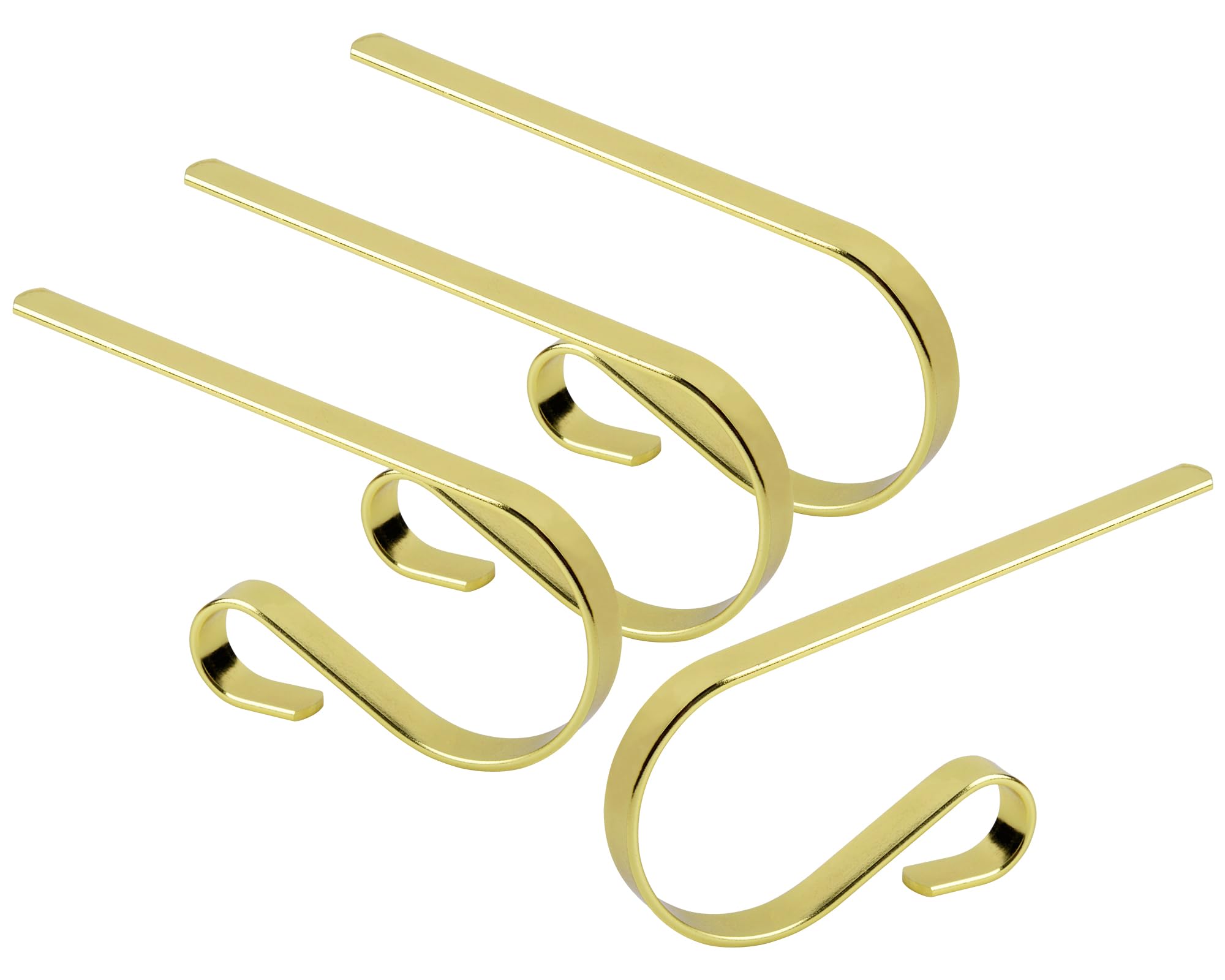 KEYIDO Christmas Stocking Holder, 4 Pack Christmas Stocking Holders for Fireplace Mantle, Gold Xmas Stockings Hanger Hooks Mantle Clips for Christmas Party Decoration