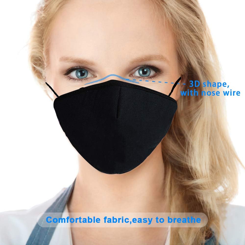 TwoYek Reusable Face Mask Nose Wire -3D Washable Designer Fashion Cotton Fabric Cloth Clear Facemask with Adjustable Ear Loop 4 Packs : Sports & Outdoors
