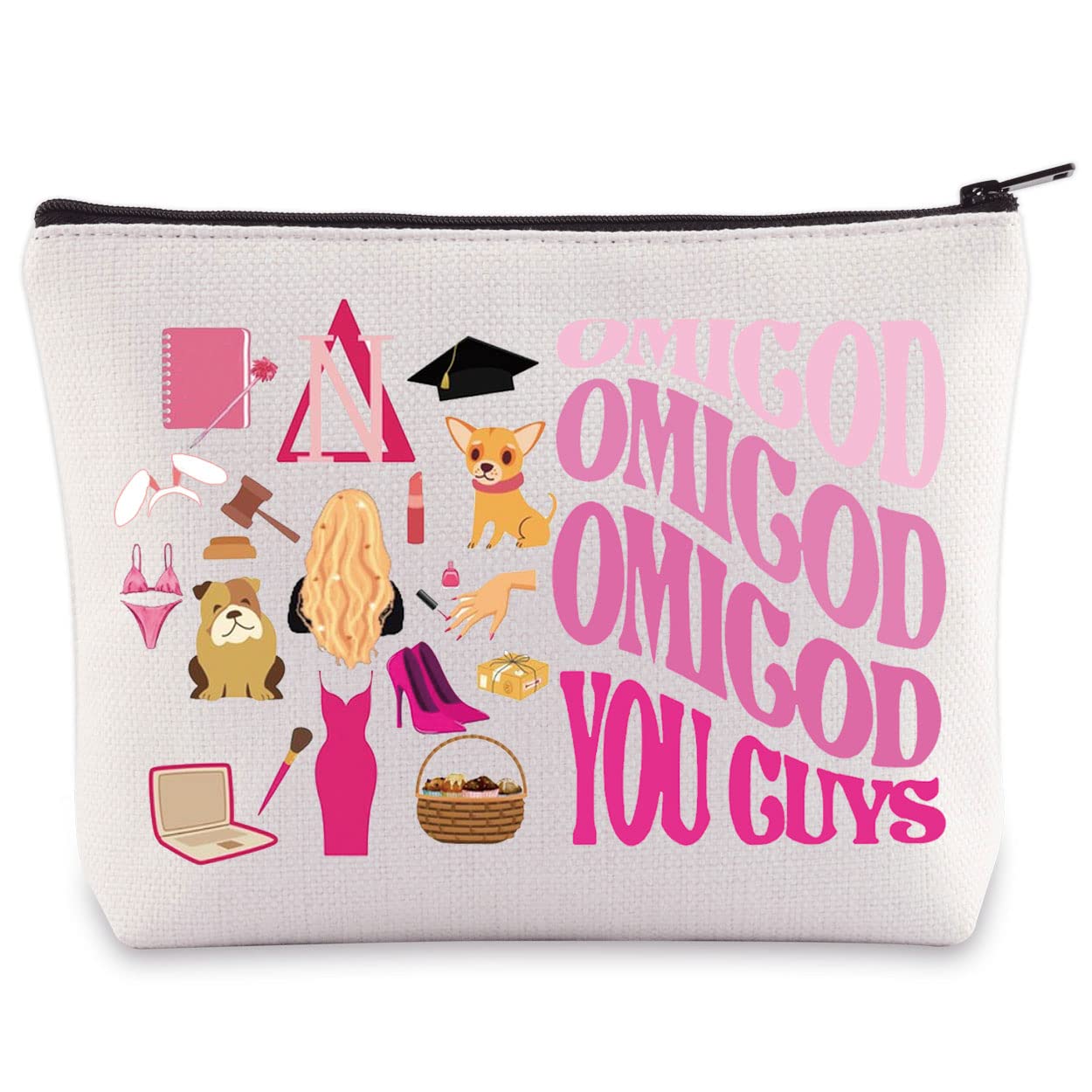 BWWKTOP Elle Woods Cosmetic Makeup Bag Musical Theatre Gifts Omigod You Guys Makeup Zipper Bag Elle Woods Merchandise, Omigod, Bag