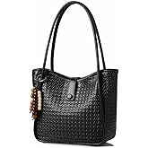 epicyoyagi Leather Tote Bag for Women, Lightweight Ladies Handbags with Zipper for Travel & Commute